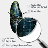 Waterfall Hidden Oasis I - Asymmetric Metal Wall Clock
