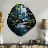 Waterfall Hidden Oasis I - Asymmetric Metal Wall Clock