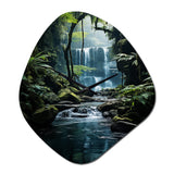 Waterfall Hidden Oasis I - Asymmetric Metal Wall Clock