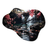 Peach Tree Waterfall Natures Elegance II - Asymmetric Metal Wall Clock