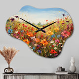 Colorful Wildflowers Meadow Blooms I - Asymmetric Metal Wall Clock