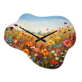 Colorful Wildflowers Meadow Blooms I - Asymmetric Metal Wall Clock