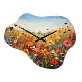 Colorful Wildflowers Meadow Blooms I - Asymmetric Metal Wall Clock