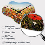 Colorful Wildflowers Meadow Blooms I - Asymmetric Metal Wall Clock