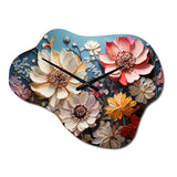 White Pink Wildflowers Natures Symphony IV - Asymmetric Metal Wall Clock