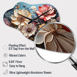 White Pink Wildflowers Natures Symphony IV - Asymmetric Metal Wall Clock
