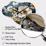 White Blue Wildflowers Natures Tapestry I - Asymmetric Metal Wall Clock