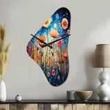 Wildflowers Whimsical Blooms Pointillism II - Asymmetric Metal Wall Clock