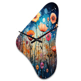 Wildflowers Whimsical Blooms Pointillism II - Asymmetric Metal Wall Clock