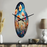 Wildflowers Whimsical Blooms Pointillism II - Asymmetric Metal Wall Clock