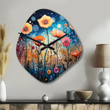 Wildflowers Whimsical Blooms Pointillism II - Asymmetric Metal Wall Clock