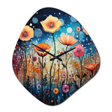 Wildflowers Whimsical Blooms Pointillism II - Asymmetric Metal Wall Clock