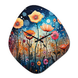 Wildflowers Whimsical Blooms Pointillism II - Asymmetric Metal Wall Clock