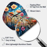 Wildflowers Whimsical Blooms Pointillism II - Asymmetric Metal Wall Clock