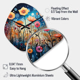 Wildflowers Whimsical Blooms Pointillism II - Asymmetric Metal Wall Clock