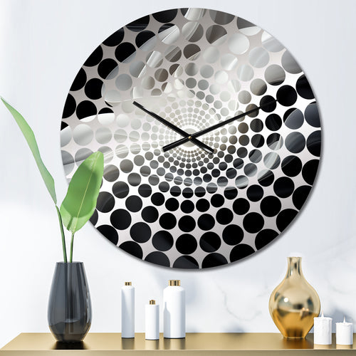 White Black Abstract Turbulence - Architecture Metal Wall Clock