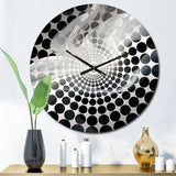 White Black Abstract Turbulence - Architecture Metal Wall Clock
