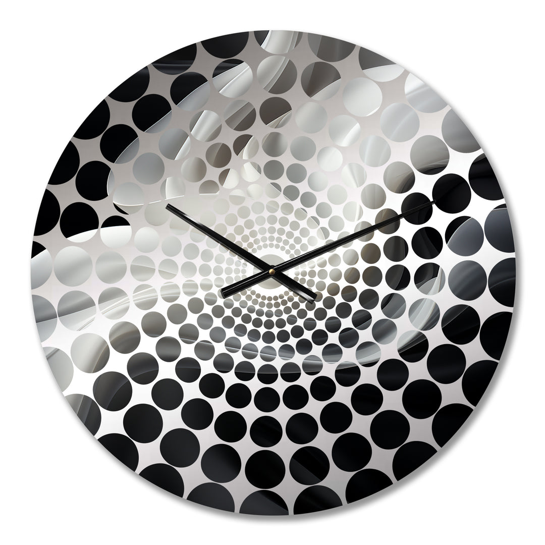 White Black Abstract Turbulence - Architecture Metal Wall Clock