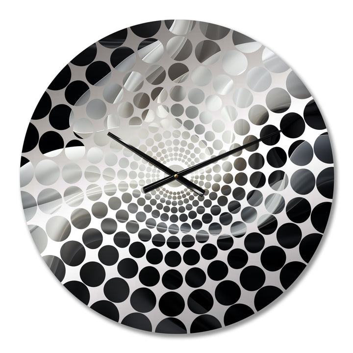 White Black Abstract Turbulence - Architecture Metal Wall Clock