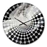 White Black Abstract Turbulence - Architecture Metal Wall Clock