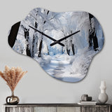 Winter Frosty Forest II - Asymmetric Metal Wall Clock