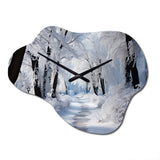 Winter Frosty Forest II - Asymmetric Metal Wall Clock