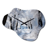 Winter Frosty Forest II - Asymmetric Metal Wall Clock