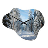 Winter Snowy Evergreen III - Asymmetric Metal Wall Clock