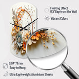 Beige and Orange Floral Wreath I - Asymmetric Metal Wall Clock