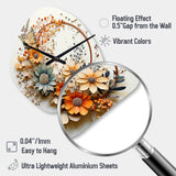 Beige and Orange Floral Wreath I - Asymmetric Metal Wall Clock