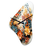 Beige and Orange Floral Wreath III - Asymmetric Metal Wall Clock