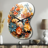 Beige and Orange Floral Wreath III - Asymmetric Metal Wall Clock