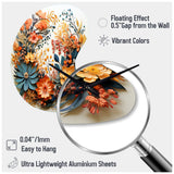 Beige and Orange Floral Wreath III - Asymmetric Metal Wall Clock