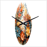 Beige and Orange Floral Wreath III - Asymmetric Metal Wall Clock