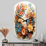 Beige and Orange Floral Wreath III - Asymmetric Metal Wall Clock