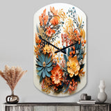 Beige and Orange Floral Wreath III - Asymmetric Metal Wall Clock