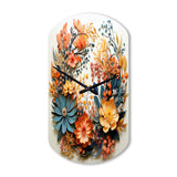 Beige and Orange Floral Wreath III - Asymmetric Metal Wall Clock