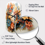Beige and Orange Floral Wreath III - Asymmetric Metal Wall Clock