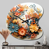 Beige and Orange Floral Wreath III - Asymmetric Metal Wall Clock