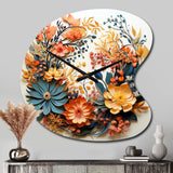 Beige and Orange Floral Wreath III - Asymmetric Metal Wall Clock
