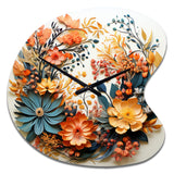 Beige and Orange Floral Wreath III - Asymmetric Metal Wall Clock