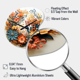 Beige and Orange Floral Wreath III - Asymmetric Metal Wall Clock