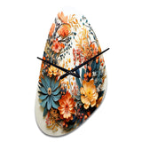 Beige and Orange Floral Wreath III - Asymmetric Metal Wall Clock