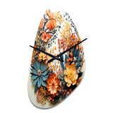 Beige and Orange Floral Wreath III - Asymmetric Metal Wall Clock