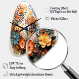 Beige and Orange Floral Wreath III - Asymmetric Metal Wall Clock