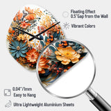 Beige and Orange Floral Wreath III - Asymmetric Metal Wall Clock
