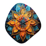 Gold Teal Yoga Mandala Pointillism - Asymmetric Metal Wall Clock