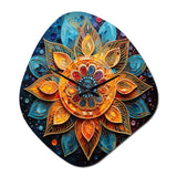 Gold Teal Yoga Mandala Pointillism - Asymmetric Metal Wall Clock