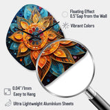 Gold Teal Yoga Mandala Pointillism - Asymmetric Metal Wall Clock