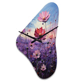 Zinnias Violet Serenade II - Asymmetric Metal Wall Clock